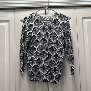 Navy and white button down cardigan